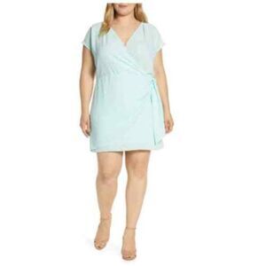 Leith Mint Faux Wrap V-Neck Dress Size XL